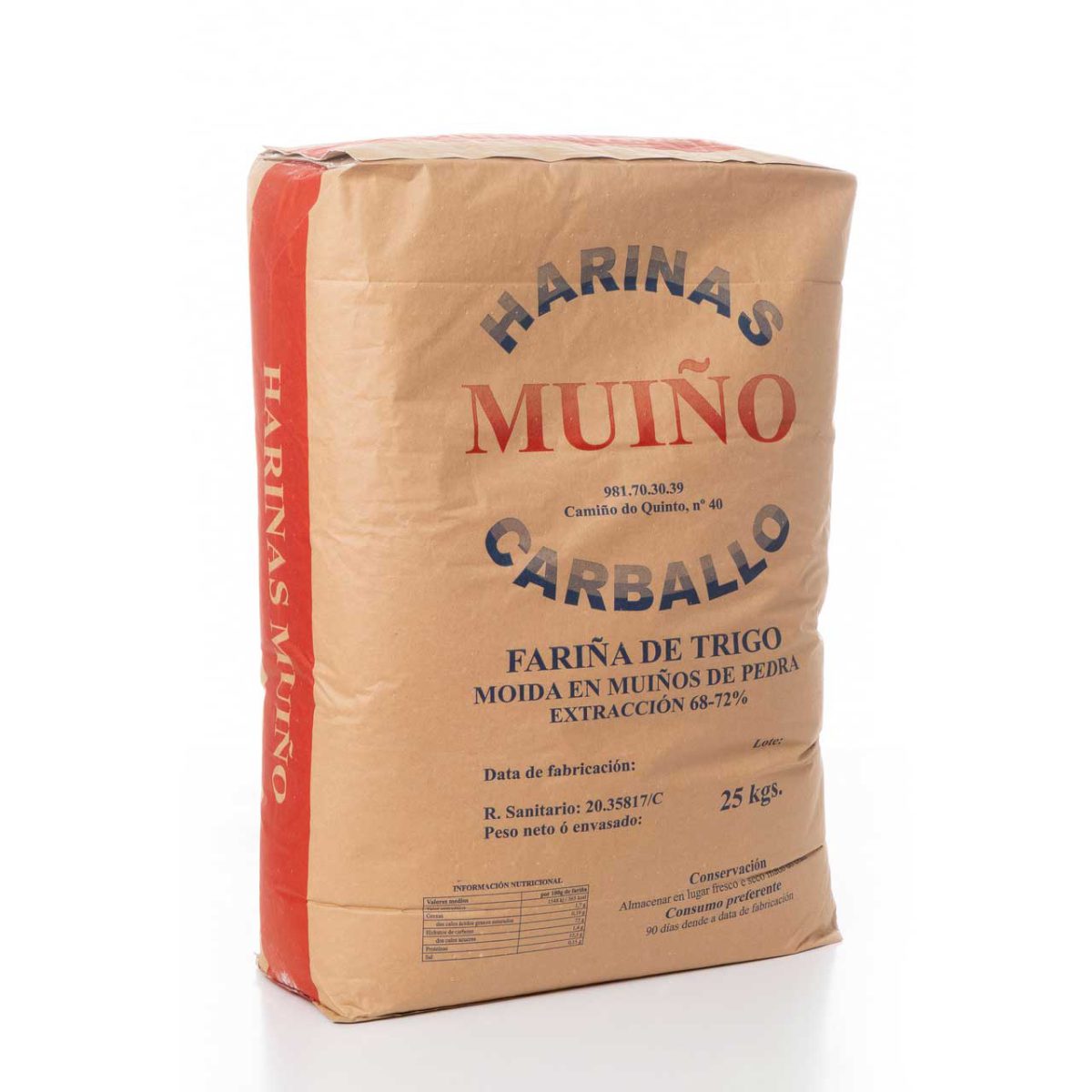Saco de 25kg de harina de trigo del país